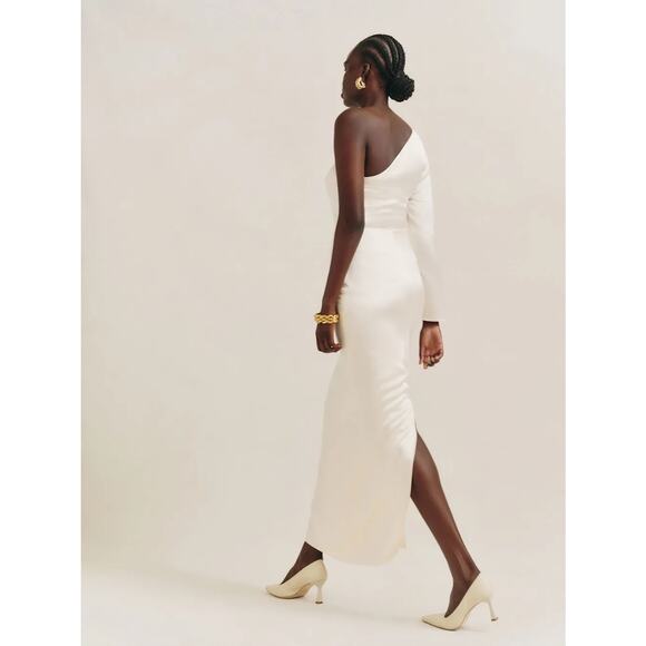 Reformation Winifred Satin Dress Fior Di Latte - Picture 4 of 12